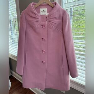Kate Spade Etta Pink Wool with Vintage Bow Design Neckline Pea Coat Size 4